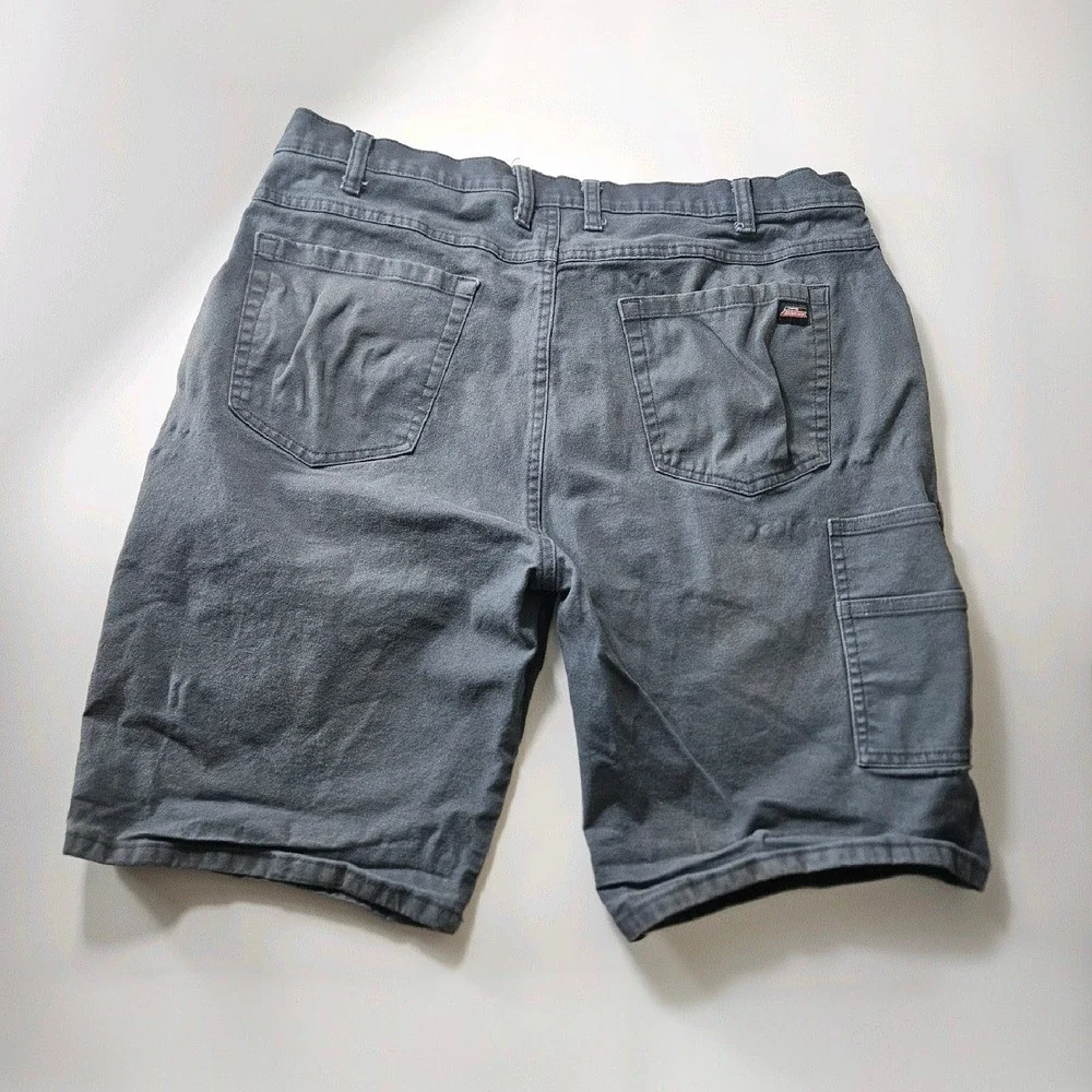 Genuine‎ Dickies Mens 38 Carpenter Shorts Faded Charcoal Stretch Canvas Flawed